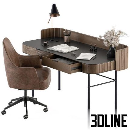 Home Office Wood and Black Table – Office Furniture 292 0(3dline.net)