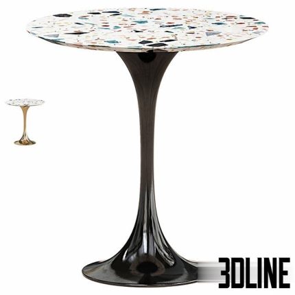 Jedison 20 Round Terrazzo Side Table In Gold Terrazzo 0(3dline.net)