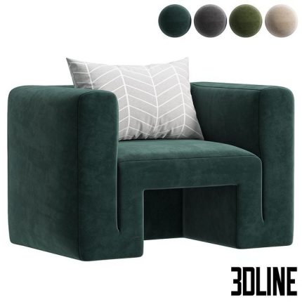 Matra Deep Teal Velvet Lounge Armchair By CB2 0(3dline.net)