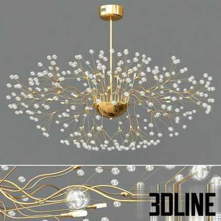 Modern Golden Glass Chandelier 1(3dline.net)