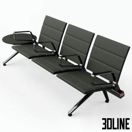 Poltrona Frau Flair Airport Seating System Black(3dline.net)