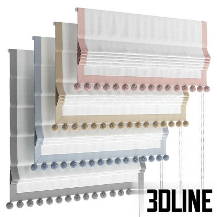 Roman blind with pom-poms for the nursery(3dline.net)