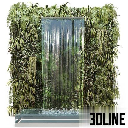 Wall plants with waterfall 0(3dline.net)