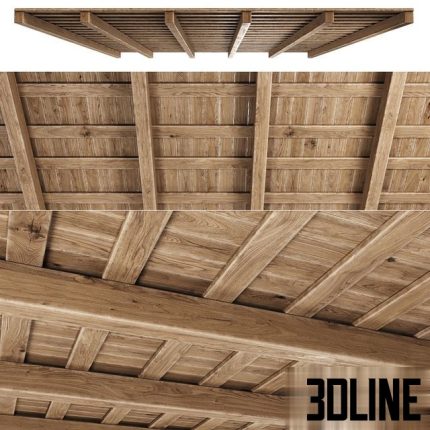 Wooden Ceiling V5 Straight wooden ceiling 0(3dline.net)