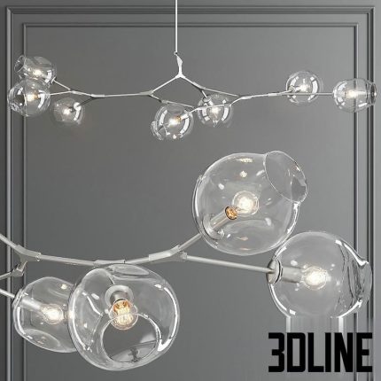 globe Branching Bubble Satin Nickel and Clear Glass (3dline.net)