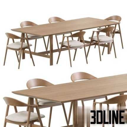 Dining Set by Coshliving Kett Karm Trestle 0(3dline.net)