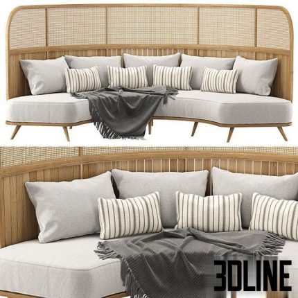 Garden round sofa R157 High back Semicircular sofa in rattan 0(3dline.net)