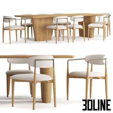 RH Dalia Rectangular Dining Table 0(3dline.net)