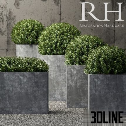 Restoration Hardware estate zinc square planters 0(3dline.net)
