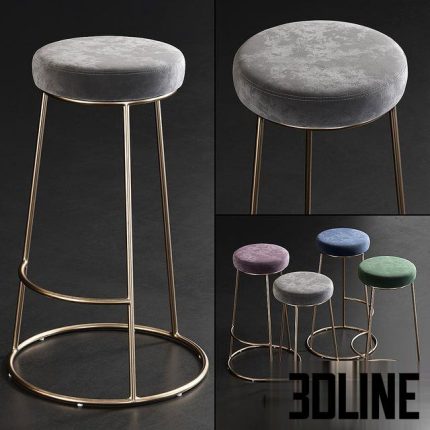 Rockett St George Atlantis Velvet Bar Stool(3dline.net)
