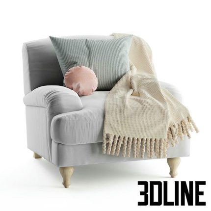 Rose fabric armchair(3dline.net)