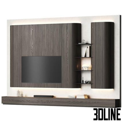 TV wall with furniture with rounded corners 0(3dline.net)