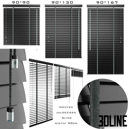 Houten jaloezieen blind 90cm 0(3dline.net)