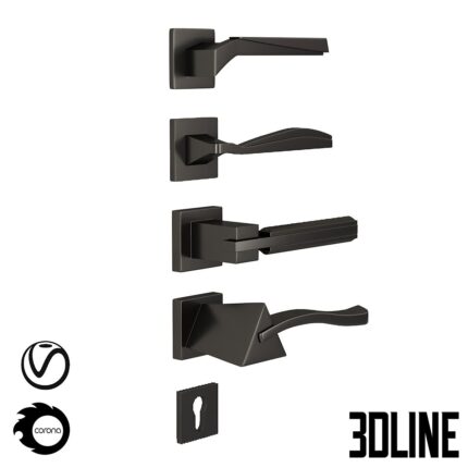 4 diffrent kind of Door handle(3dline.net)
