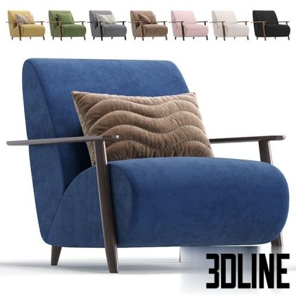 Armchair Marthan Beige Velvet By Barcelona Design 8 Colors Version 0(3dline.net)
