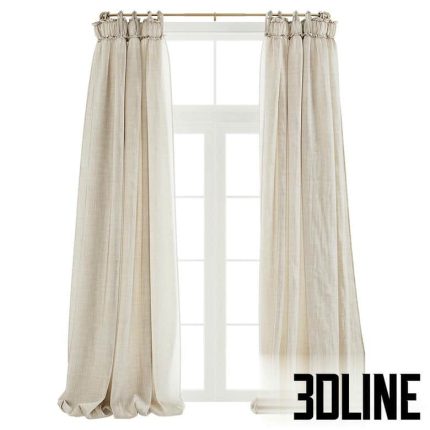 Balloon Drapery Linen Light Natural Curtains 3(3dline.net)