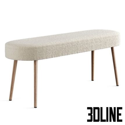 Bench in solid beech with boucle upholstery, Jimi 0(3dline.net)
