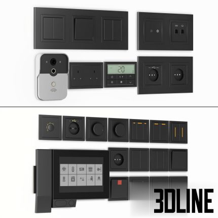 Black switches and sockets(3dline.net)