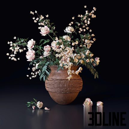 Bouquet from branches of bougainvillea and peonies 12 (3dline.net)