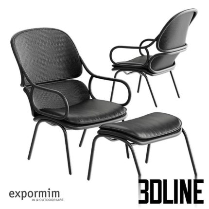 Expormim Frames Armchair with footstool(3dline.net)