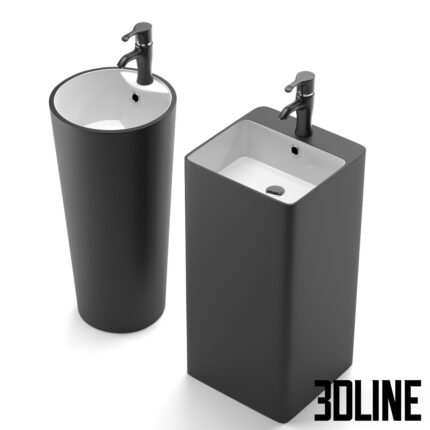 Floor standing sink MELANA MLN-B125BWM MLN-B126BWM(3dline.net)
