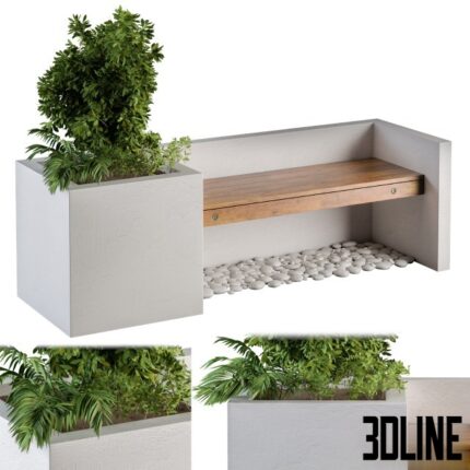 Outdoor Bench with FlowerBox(3dline.net)