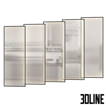 Partitions made of ribbed glass with lighting 0(3dline.net)