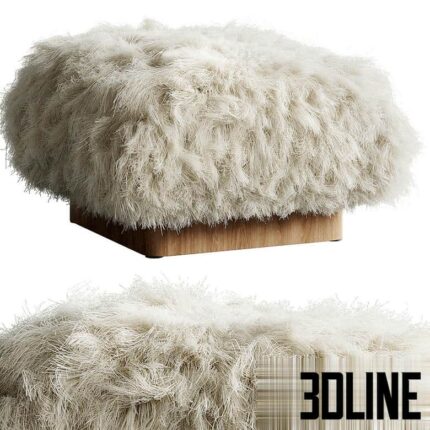 Pelosa White Sheepskin Ottoman(3dline.net)