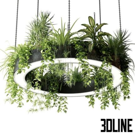 Ring lamp planter with plants(3dline.net)