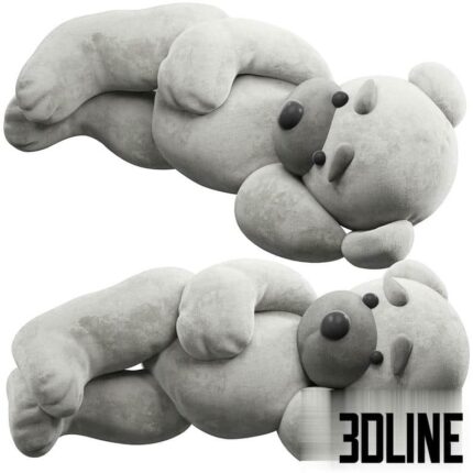 Soft toy bear lies on its side(3dline.net)