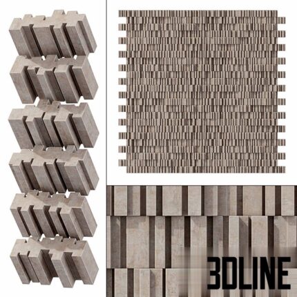 Stone block line brick n1 Linear block bricks(3dline.net)