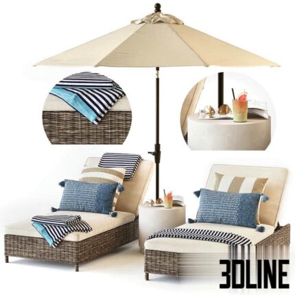 Torrey Chaise Lounge Pottery Barn(3dline.net)