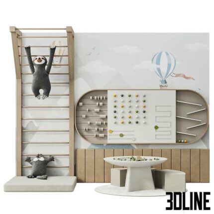 Children s play area 09 Ladder toys lego table interactive play panel (3dline.net)