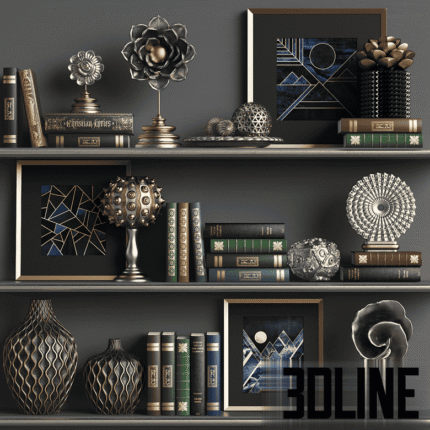 Decor Set 24 vases figurines books paintings (3dline.net)