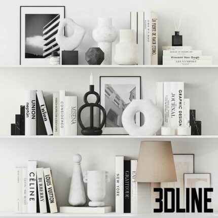 Decorative set 12 with vases and lamp(3dline.net)