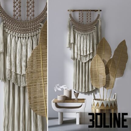Decorative set with Wall Hanging Macrame 4(3dline.net)