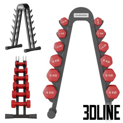 Fitness dumbbell rack for 6 pairs FLEXTER(3dline.net)