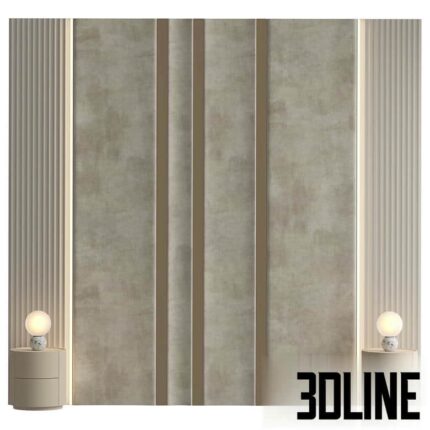 Headboard 3  Soldar bedside tables and Creed table lamps by cornerdesign (3dline.net)