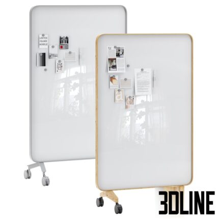 Lintex Frame Mobile double sided glassboard with a bentwood frame(3dline.net)