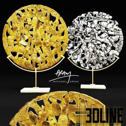Michael Aram Golden Disk Horchow luxury decor figurine metal(3dline.net)