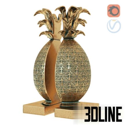 Pineapple Book Ends Brass(3dline.net)