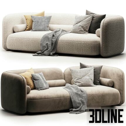 Scandinavian style velvet sofa(3dline.net)