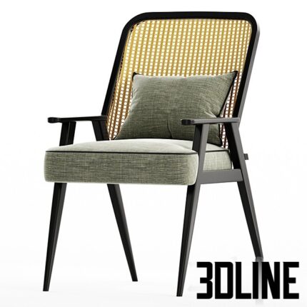 Upholstered Cane Back Armchair (3dline.net)