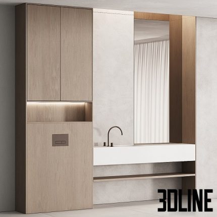 Bathroom Furniture 05 Minimal Modern Wood 01(3dline.net)