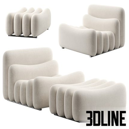 Additional System Armchair with Footstool(3dline.net)