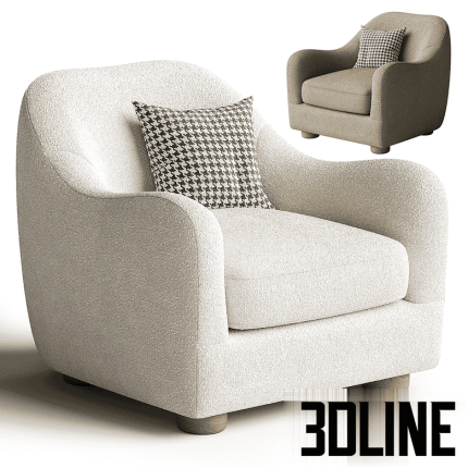 Bacio Cream Boucle Lounge Chair(3dline.net)