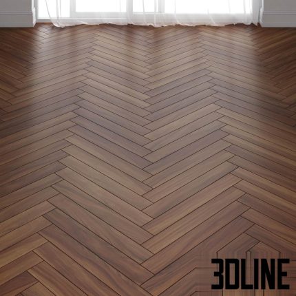 Brown Teak Wood Parquet Floor in 3 types(3dline.net)