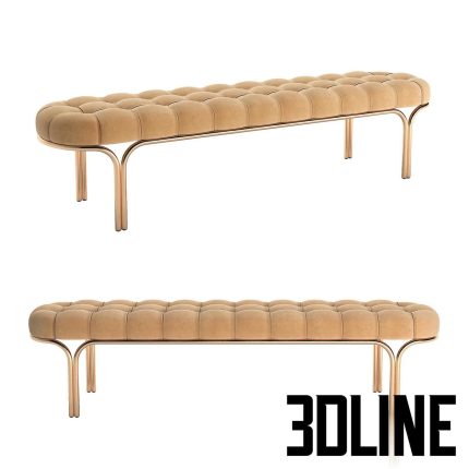 CB2 Luxey Tufted Suede Bench(3dline.net)