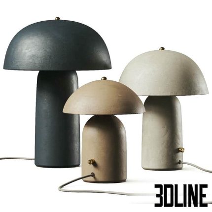 Ceramicah Raku Tera Lime Plaster Table Lamps(3dline.net)