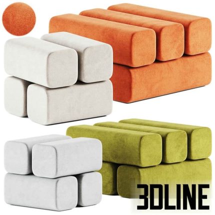 Drova Pouf 4 and 6 by Woo Furniture Pouf(3dline.net)